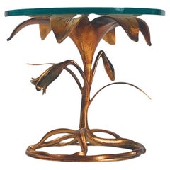 Mid-Century Modern Lily Side Table by Arthur Court in Brass Colored Aluminum