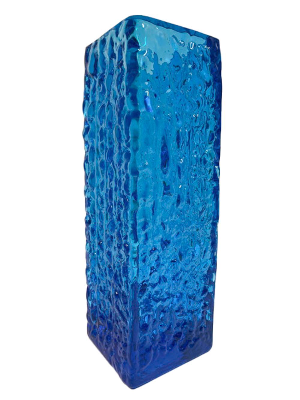 Scandinavian Modern Mid-Century Modern Lindshammar Bark Textured Vase in Kingfisher Blue