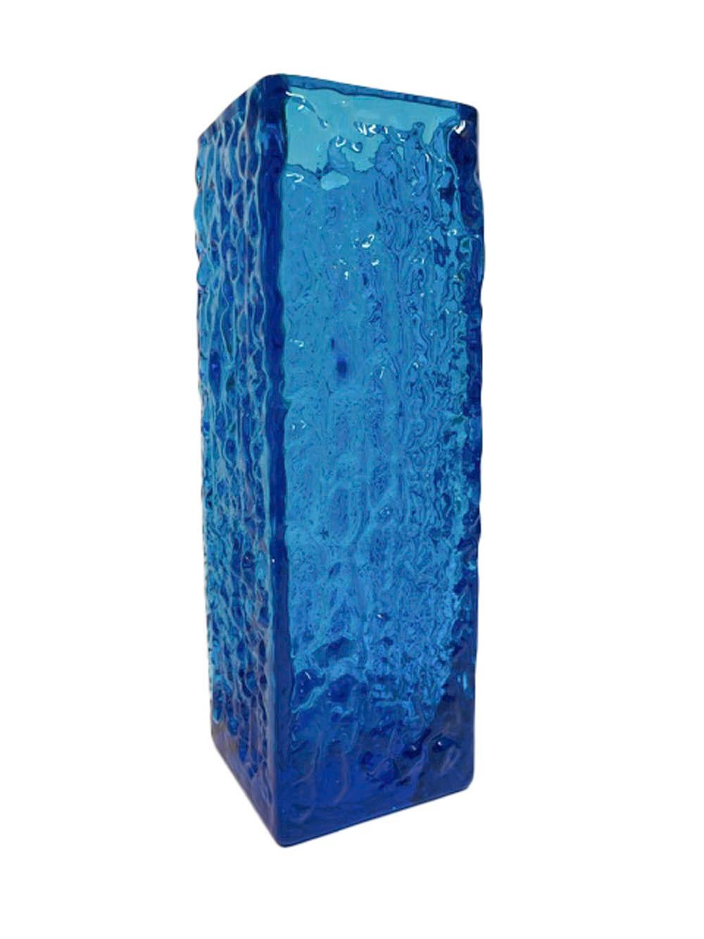 Mid-Century Modern Lindshammar Bark Textured Vase in Kingfisher Blue In Good Condition In Nantucket, MA