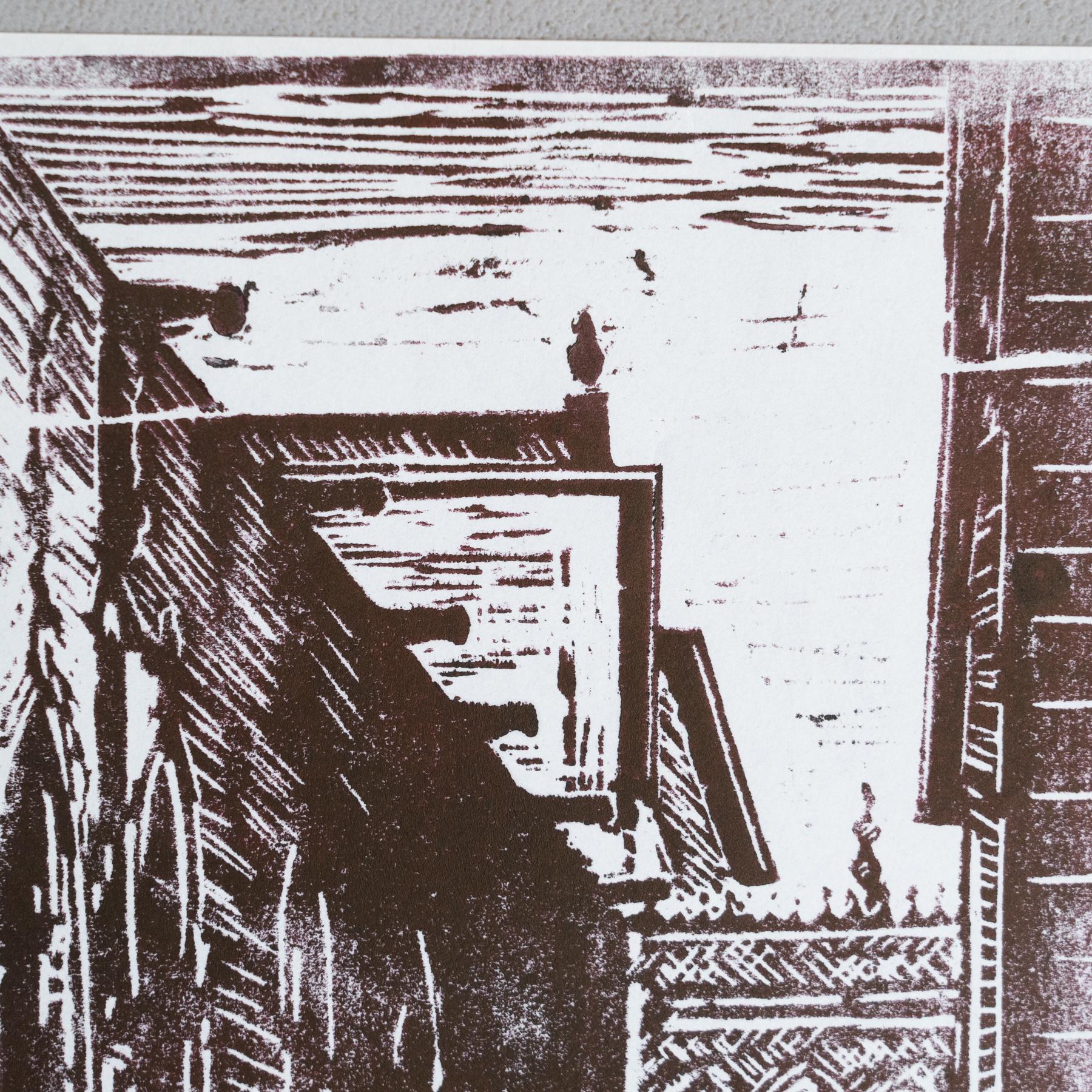 Espagnol Linogravure moderne du milieu du siècle en vente