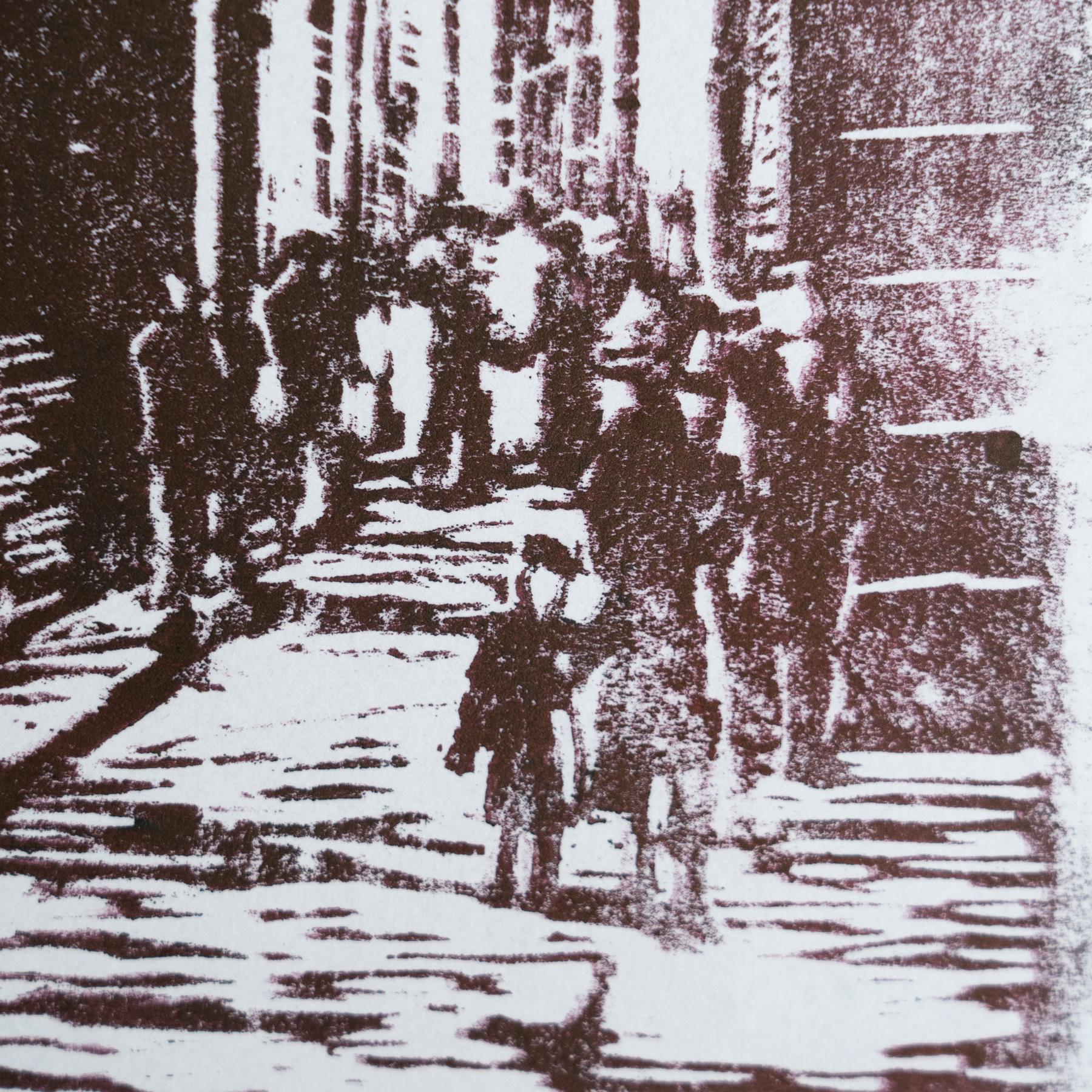 Milieu du XXe siècle Linogravure moderne du milieu du siècle en vente