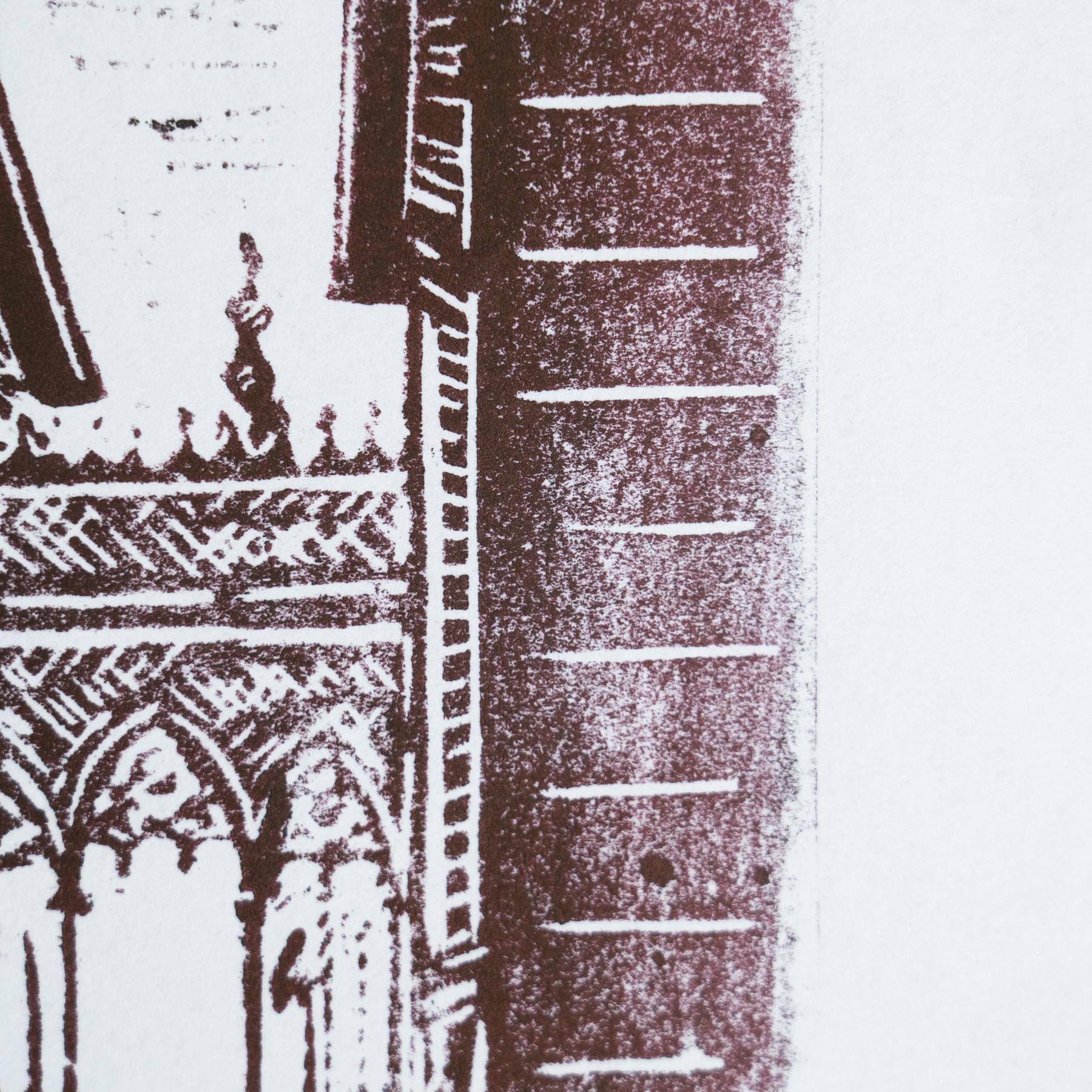 Papier Linogravure moderne du milieu du siècle en vente