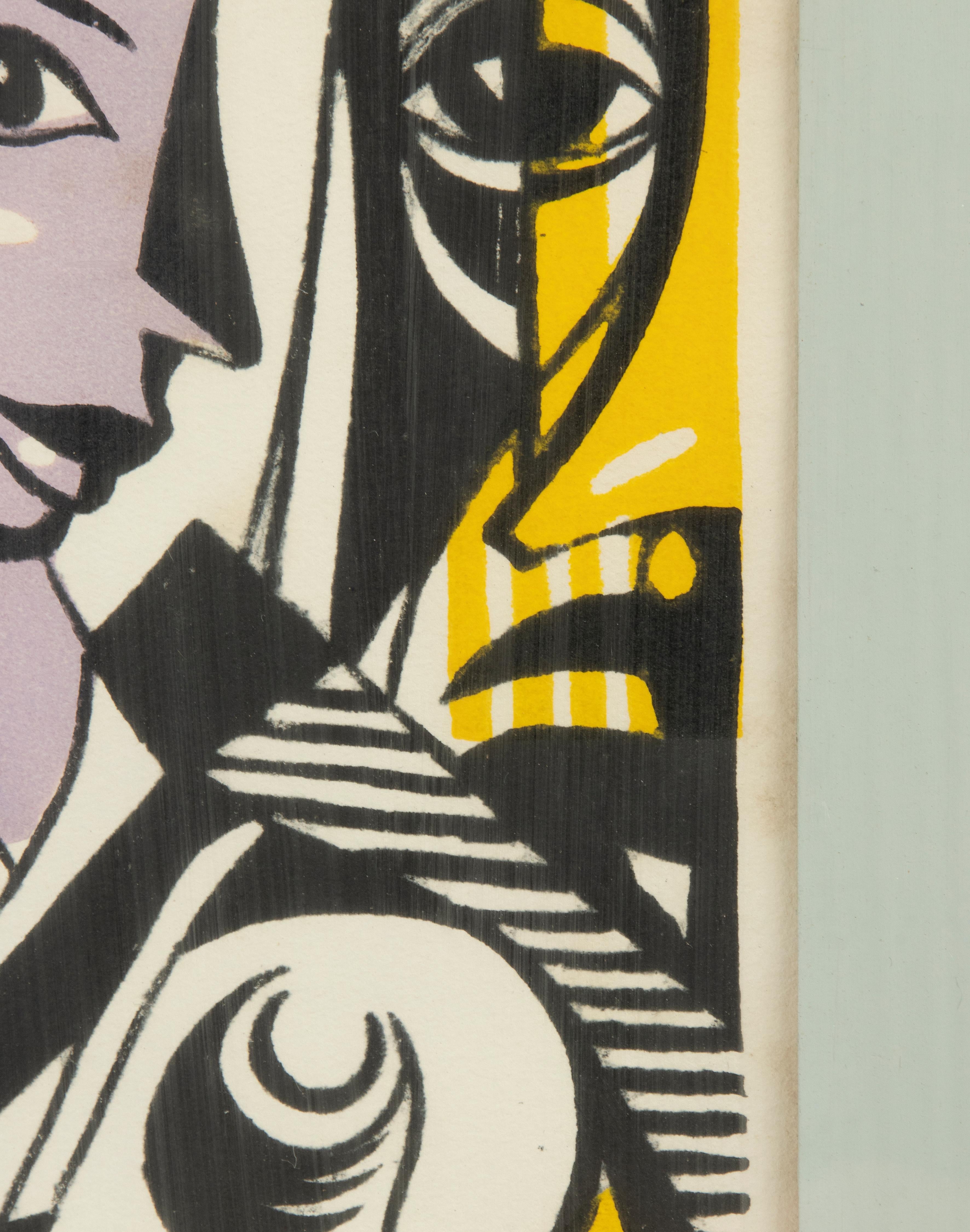 Papier Lithographie moderne du milieu du sicle dernier - Portrait d'une femme en vente