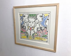 Mid-Century Modern Lithography 'Europe's Colours' by Jean Cocteau, 1961
