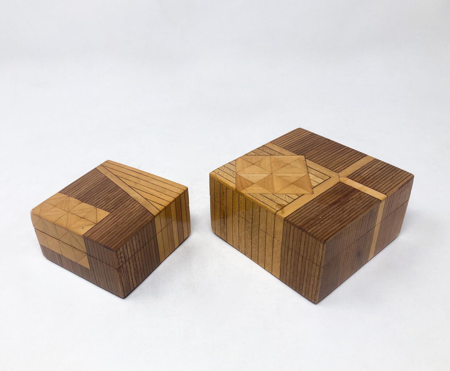 Wood Mid-Century Modern Little Marquetry Boxes For Sale