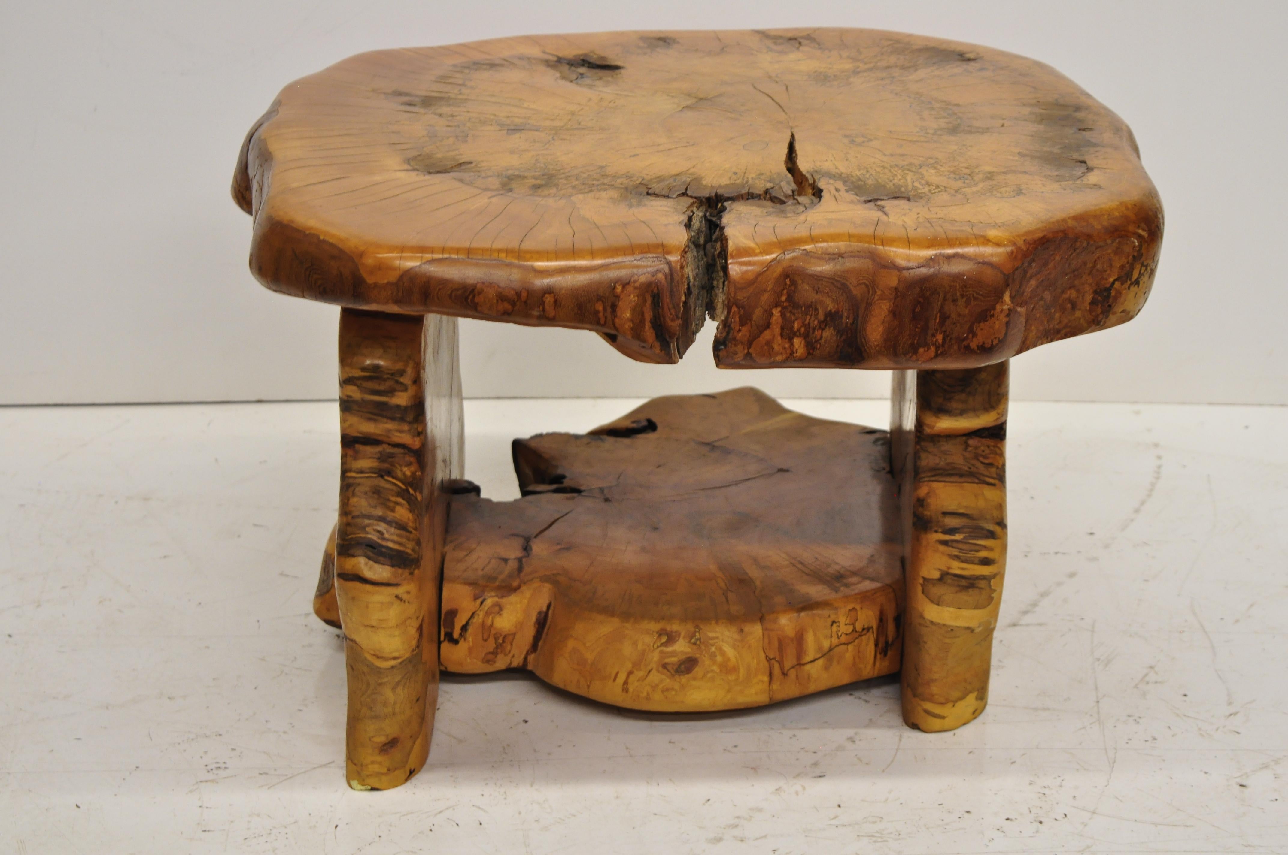 Mid-Century Modern Live Edge Burl Wood Slab Coffee Table by Fabulous Furniture 4