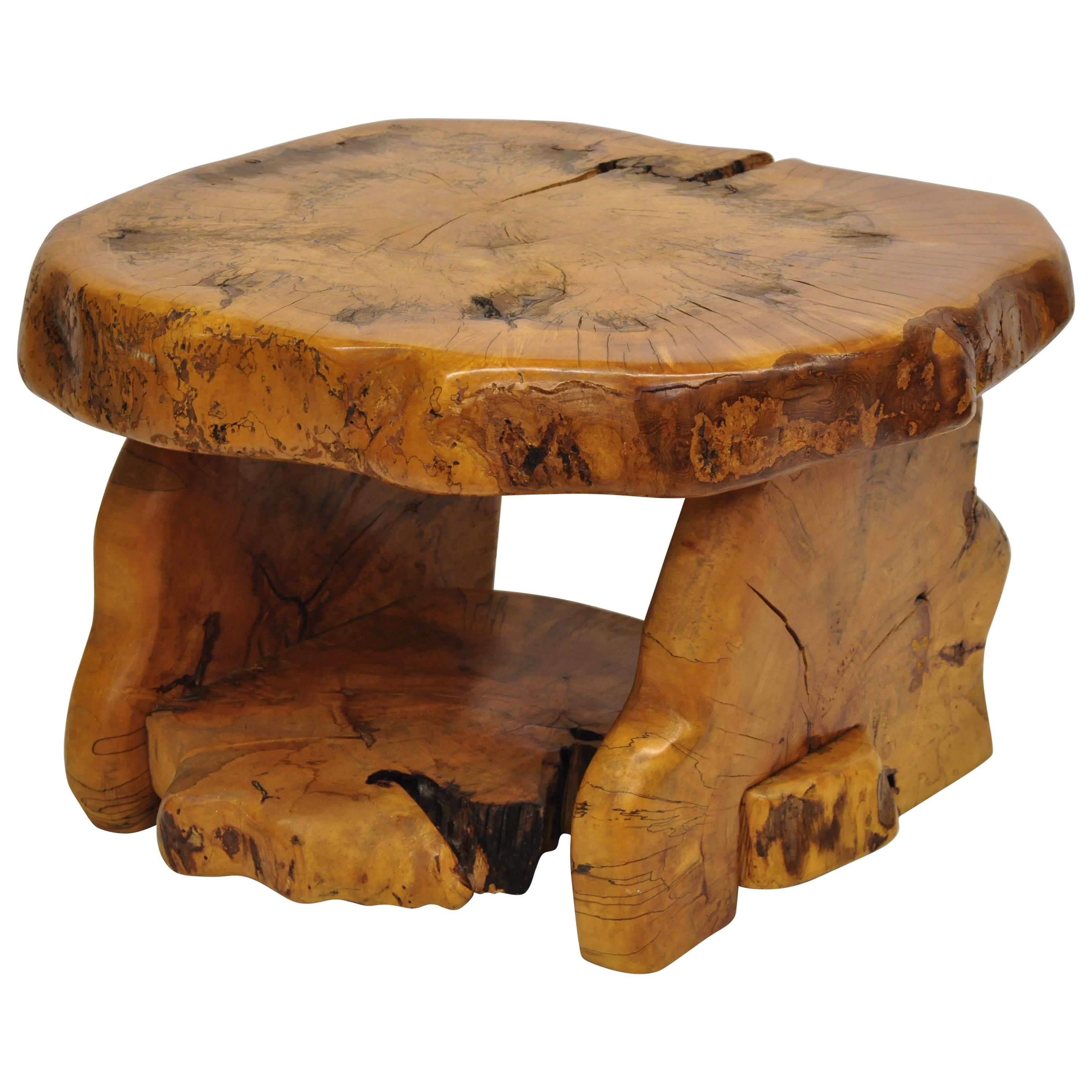Mid-Century Modern Live Edge Burl Wood Slab Coffee Table by Fabulous Furniture