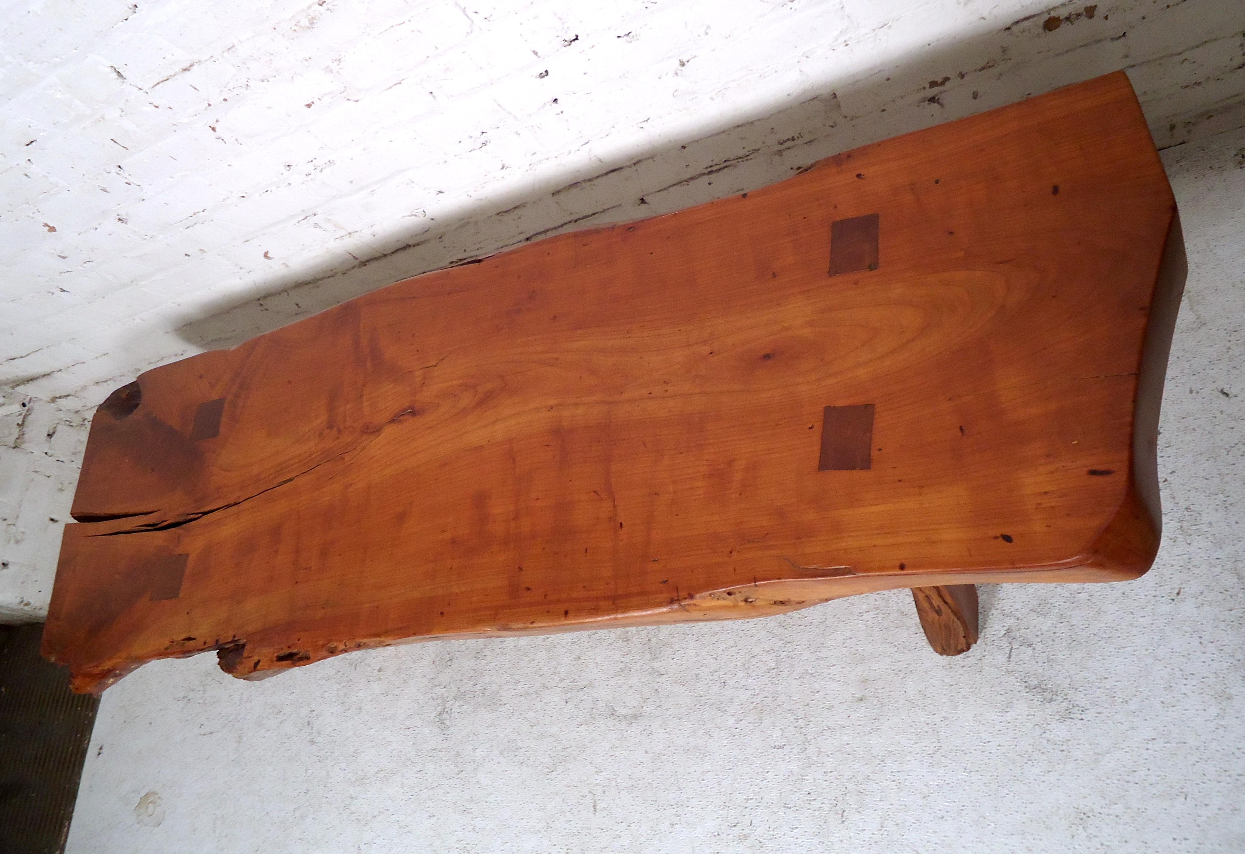 mid century live edge coffee table