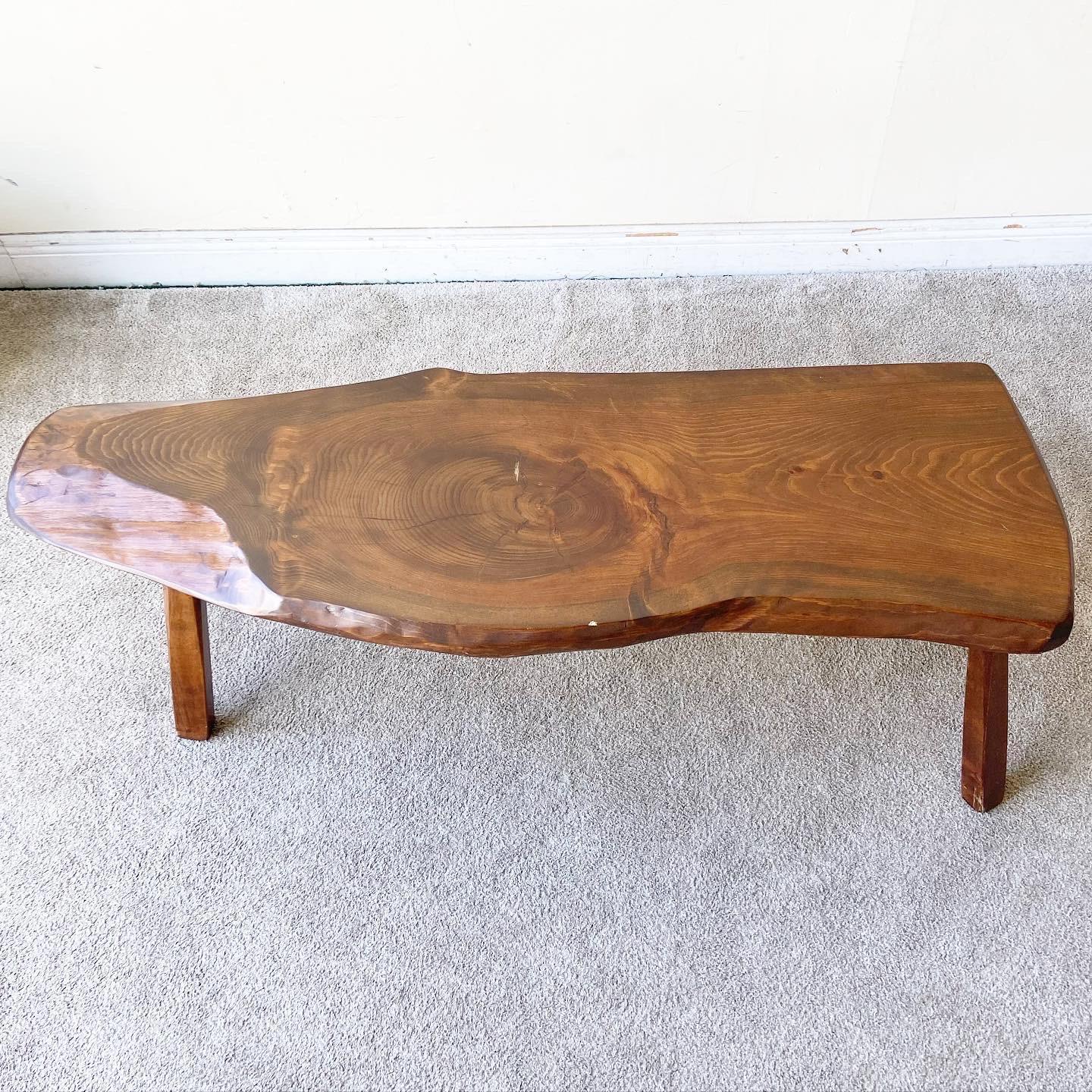 Mid Century Modern Live Edge Coffee Table For Sale at 1stDibs
