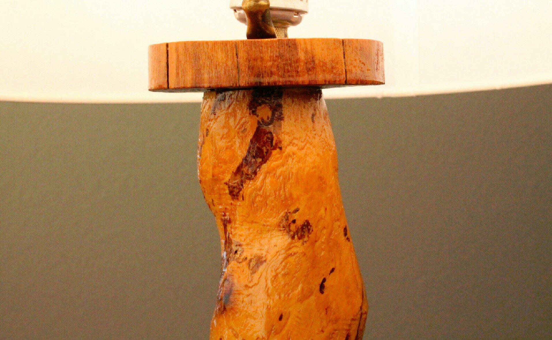 Mid Century Modern Live Edge Freeform Maple Burl Wood Table Lamp! Nakashima 50s In Good Condition For Sale In Peoria, AZ