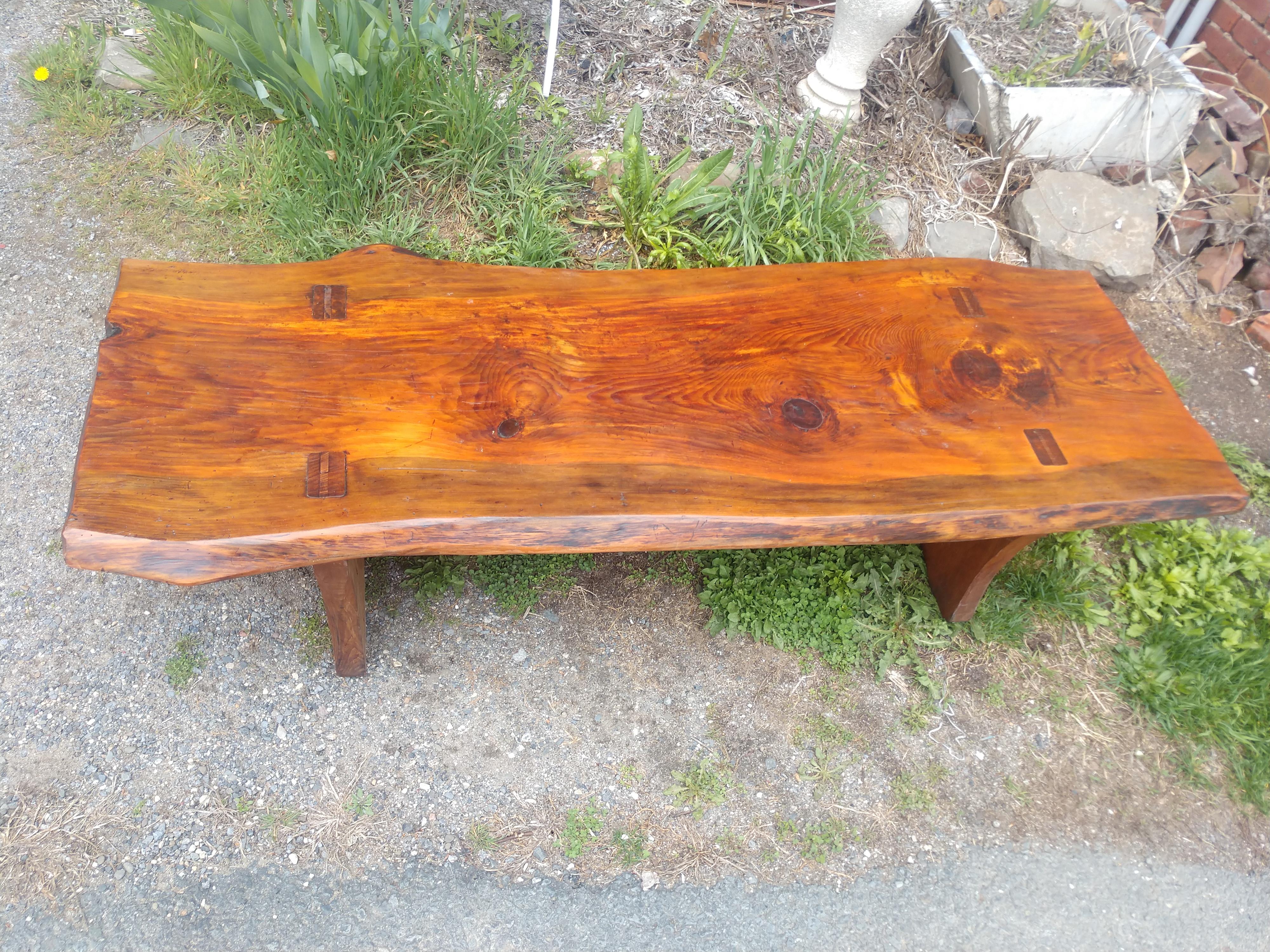 Mid-Century Modern Live Edge Slab Cocktail Table 6