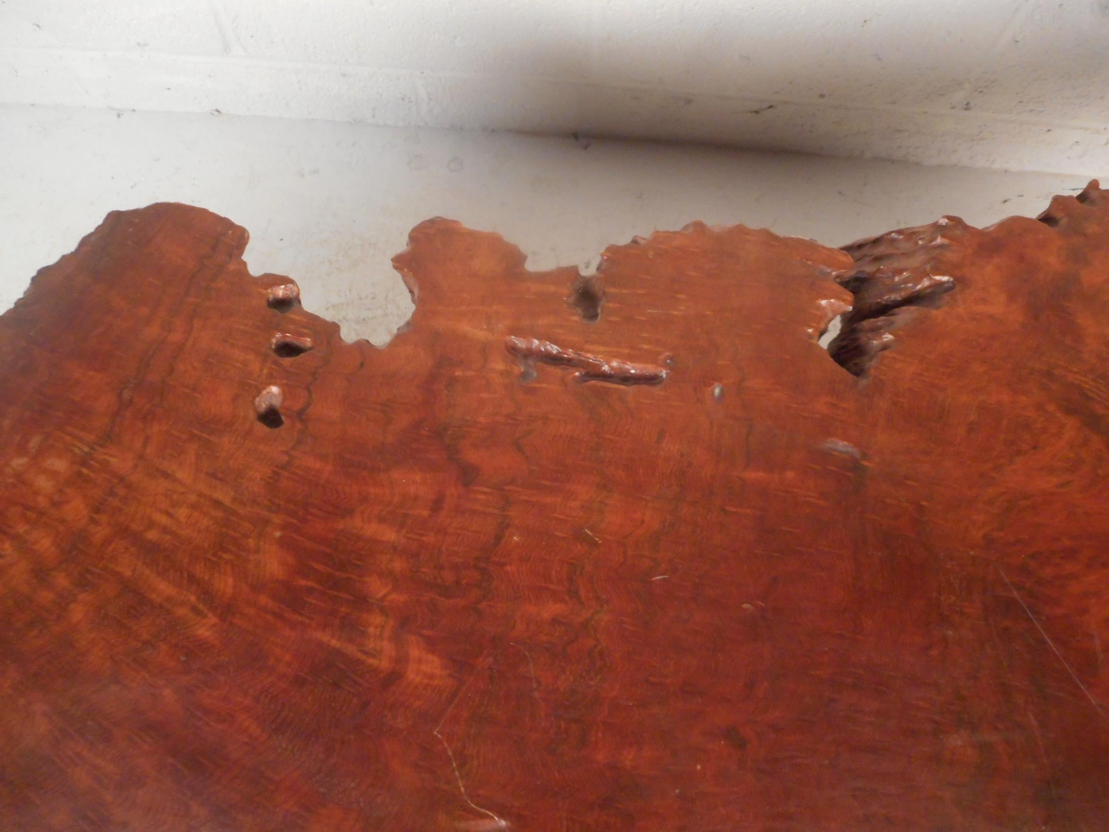 Mid-Century Modern Live Edge Tree Slab Coffee Table 5