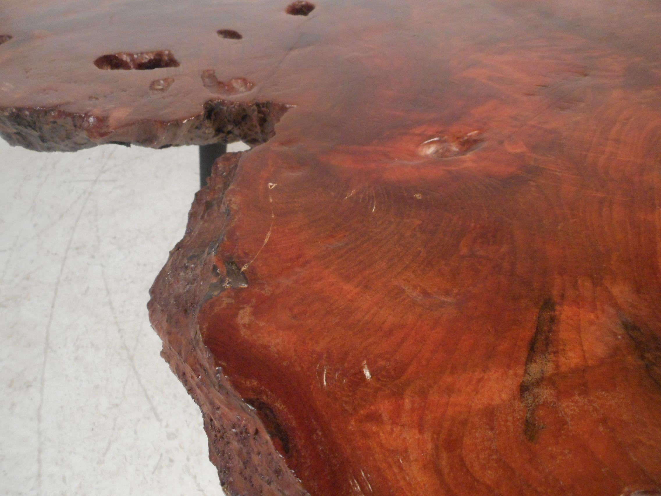 Mid-Century Modern Live Edge Tree Slab Coffee Table 2
