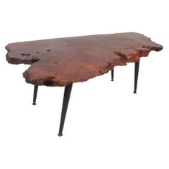 Mid-Century Modern Live Edge Tree Slab Coffee Table