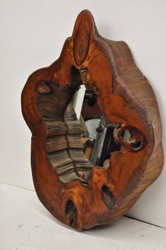 Mid-Century Modern Live Edge Tree Trunk Free Form Wood Log Wall Mirror