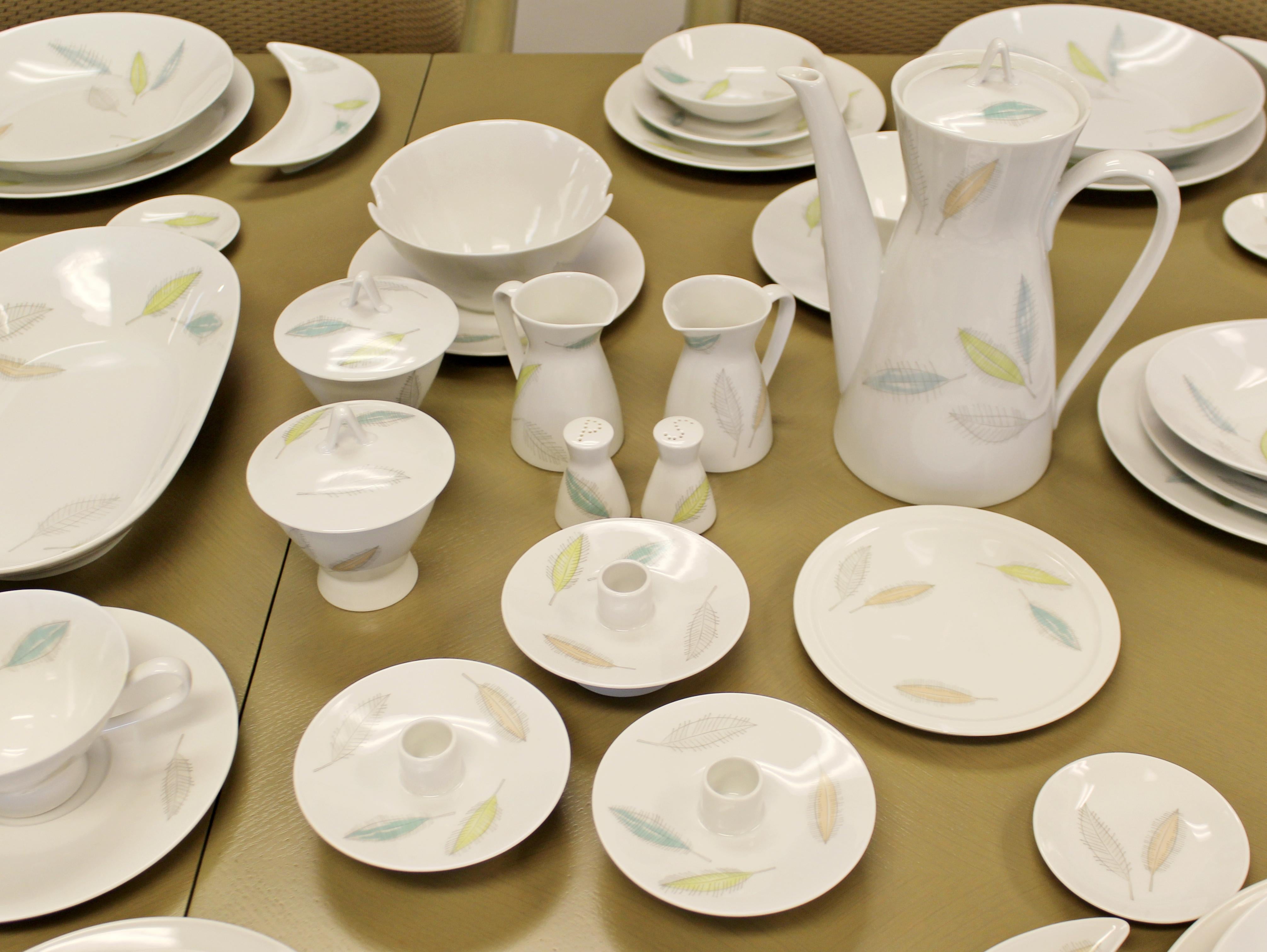 Contemporary Mid-Century Modern Loewy Rosenthal Porcelain Dinnerware Form 2000 Colored Leaves