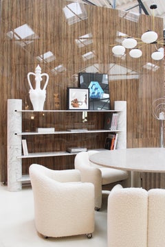 Loico Bookcase by Angelo Mangiarotti in White Carrara Marble, Italian Mid Modern