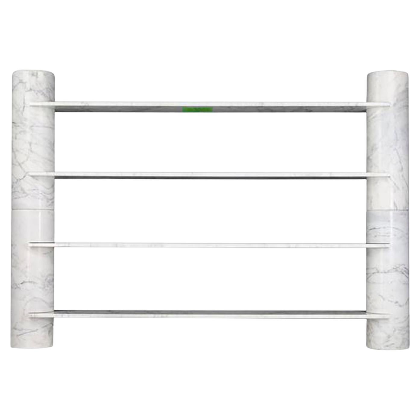 Mid-Century Modern Loico Bookcase by Angelo Mangiarotti in White Carrara Marble For Sale