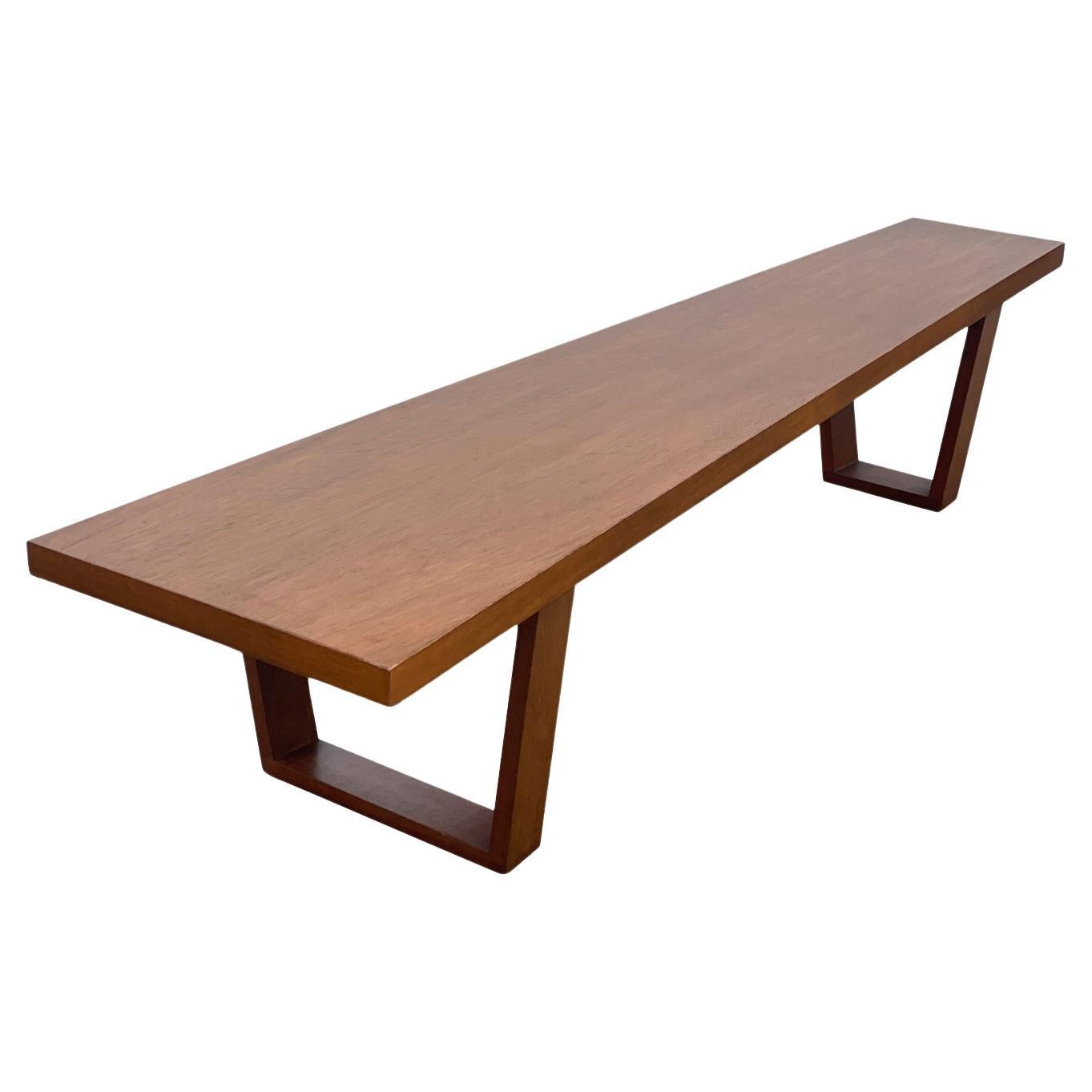 Mid-Century Modern Long Asymmetrical Wood Coffee Table or Bench
