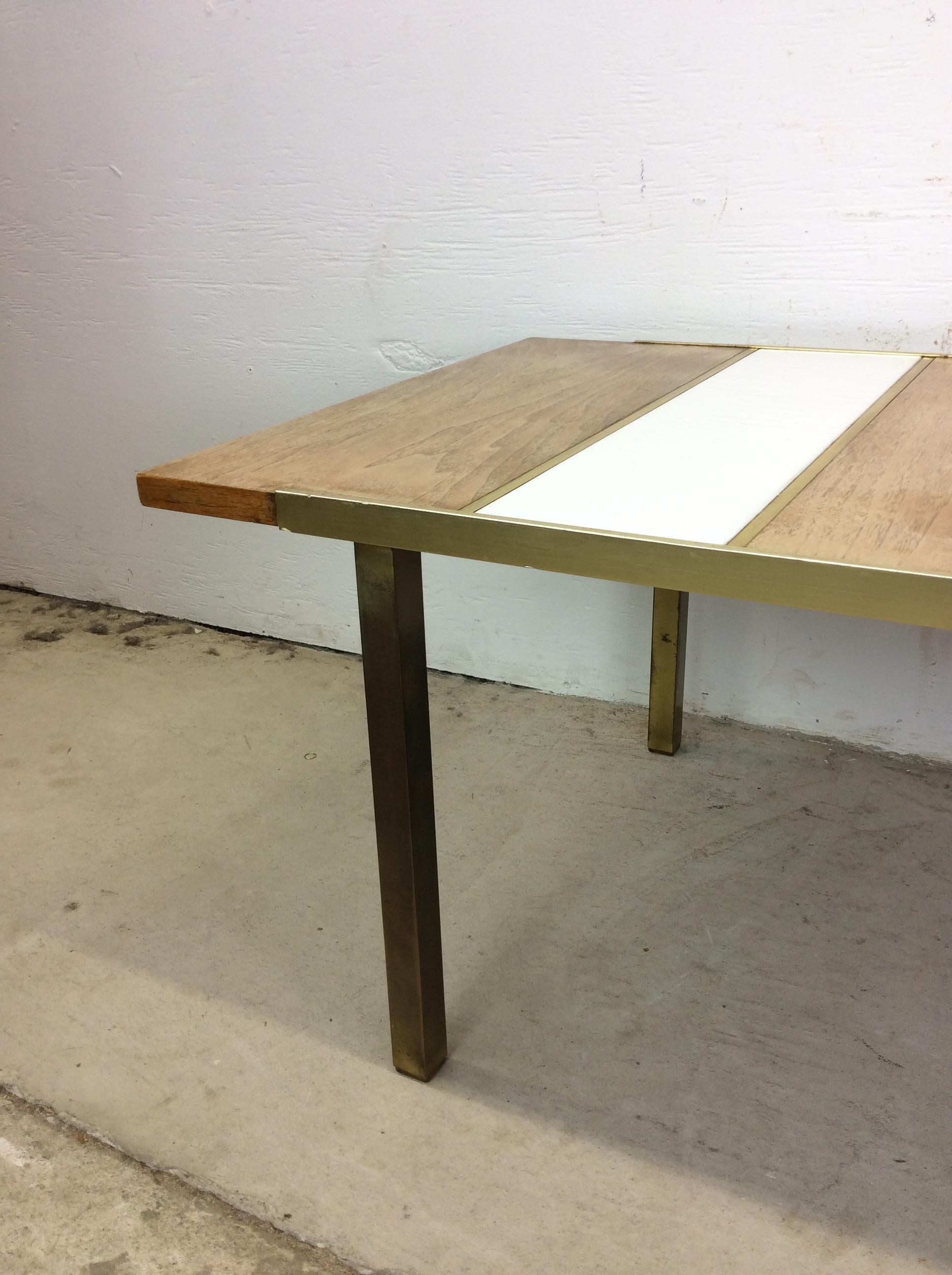 Brass Mid Century Modern Long Coffee Table Styled After Paul McCobb For Sale