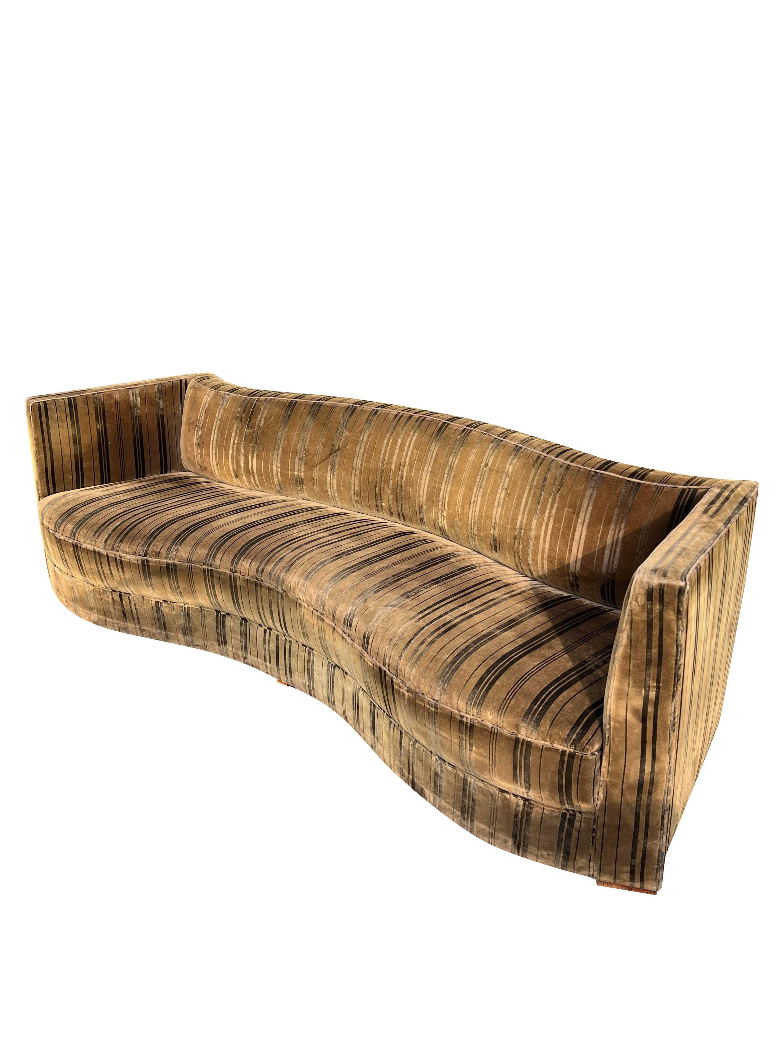 Mid-Century Modern Mid Century Modern Long Curved Sofa in Harvey Probber Dunbar Milo Baughman Style
