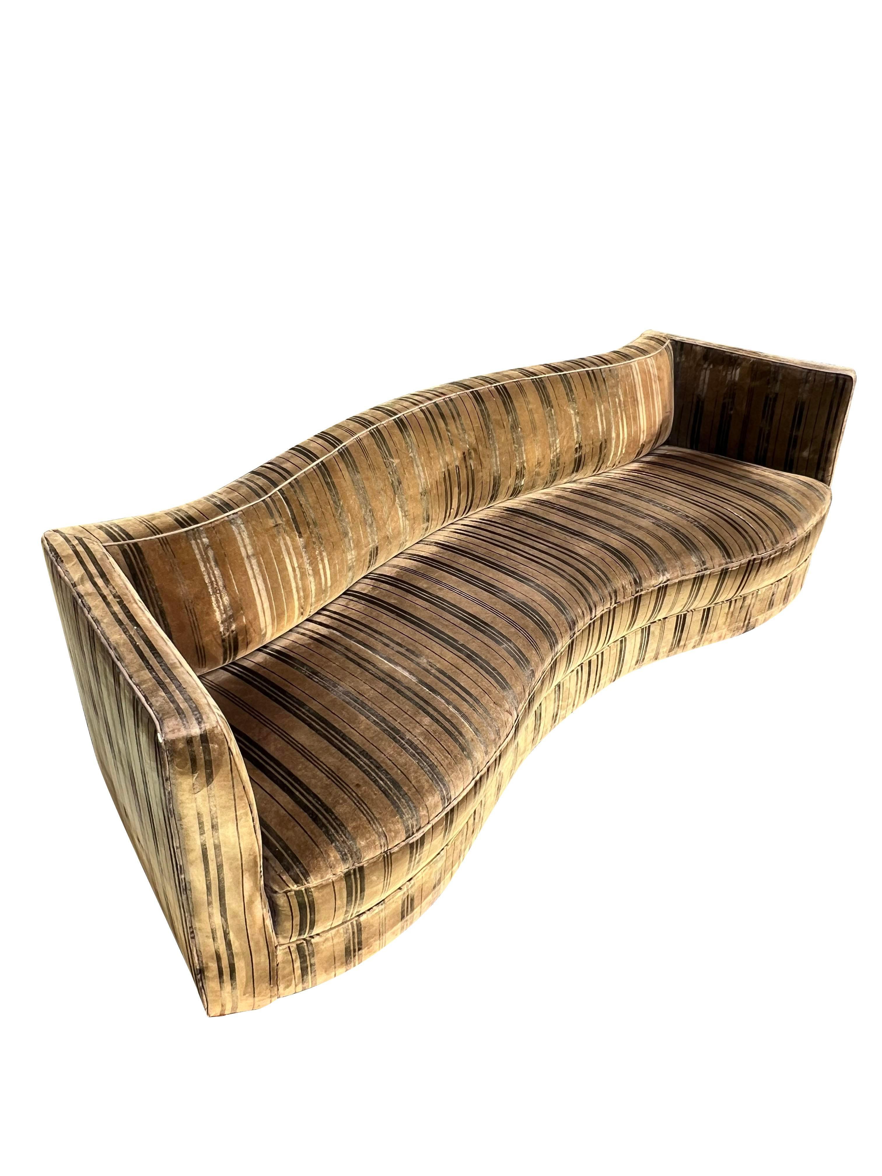 Mid-20th Century Mid Century Modern Long Curved Sofa in Harvey Probber Dunbar Milo Baughman Style