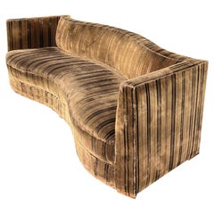 Mid Century Modern Long Curved Sofa in Harvey Probber Dunbar Milo Baughman Style