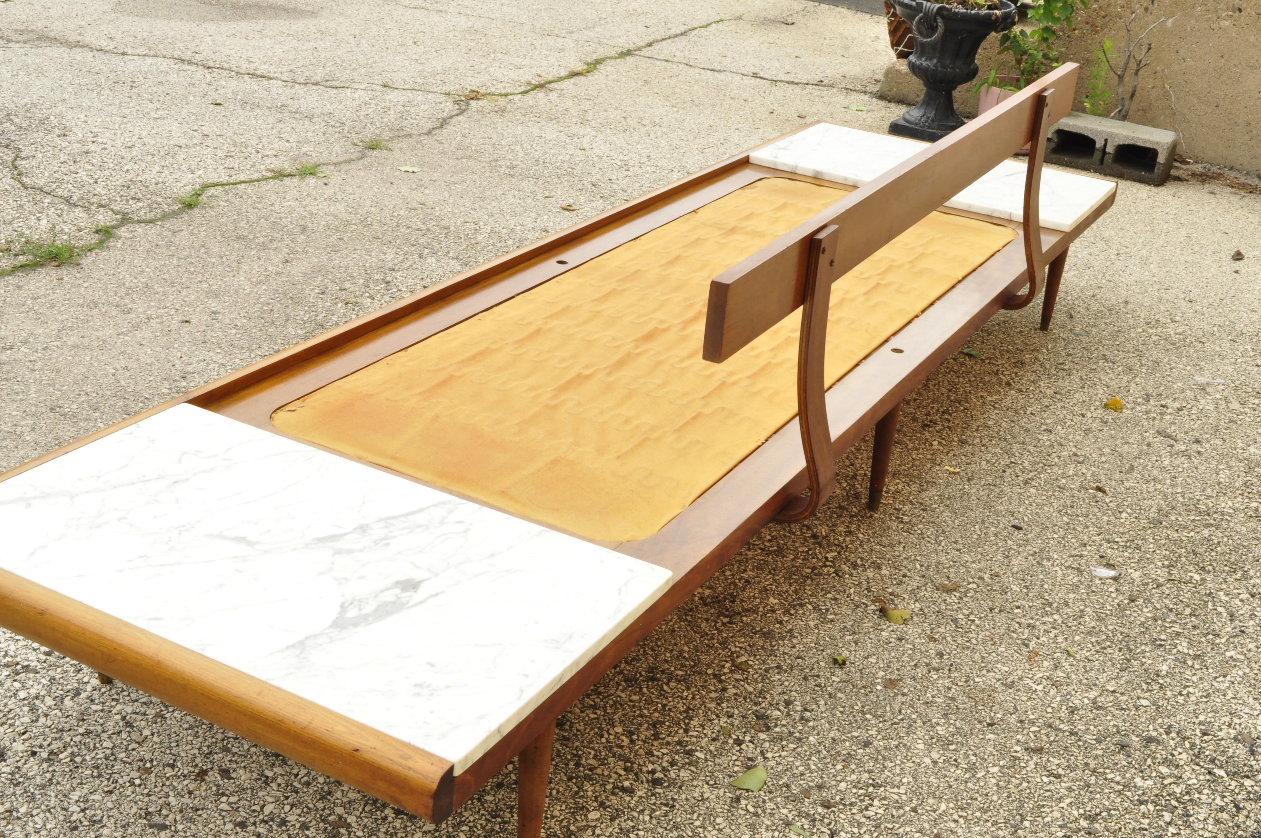 Mid-Century Modern Long Gondola Daybed Sofa with Marble 6