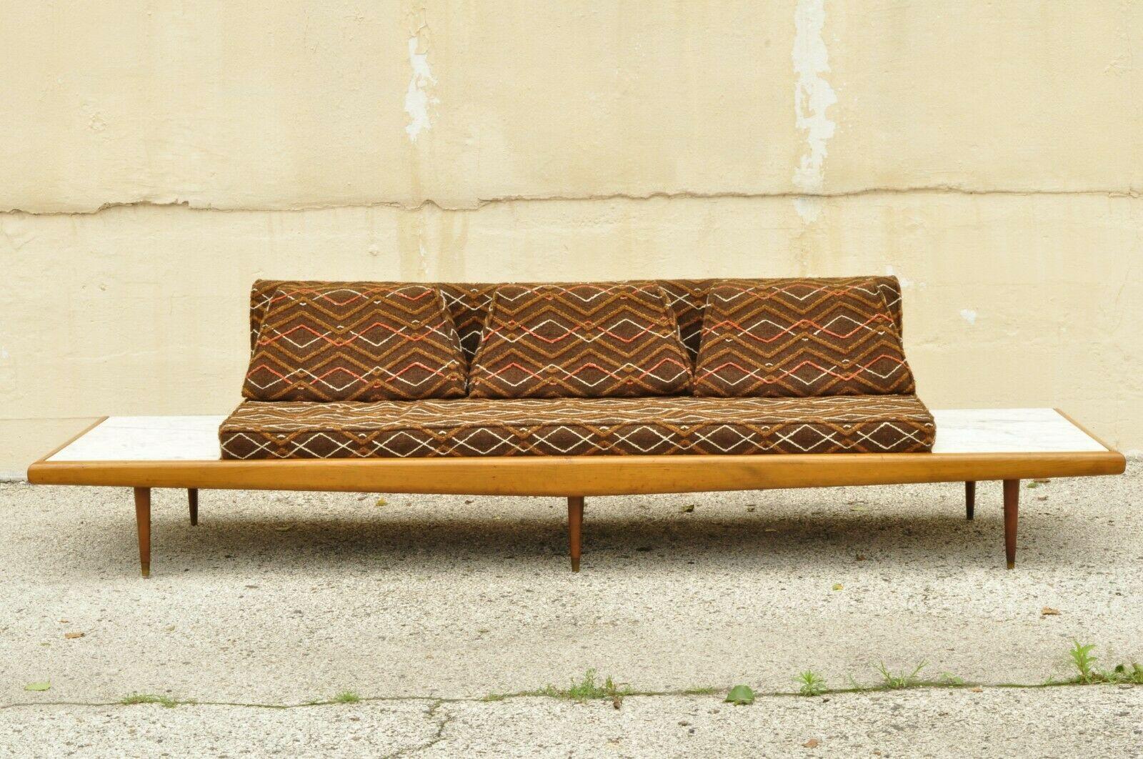 Mid-Century Modern Long Gondola Daybed Sofa with Marble 7