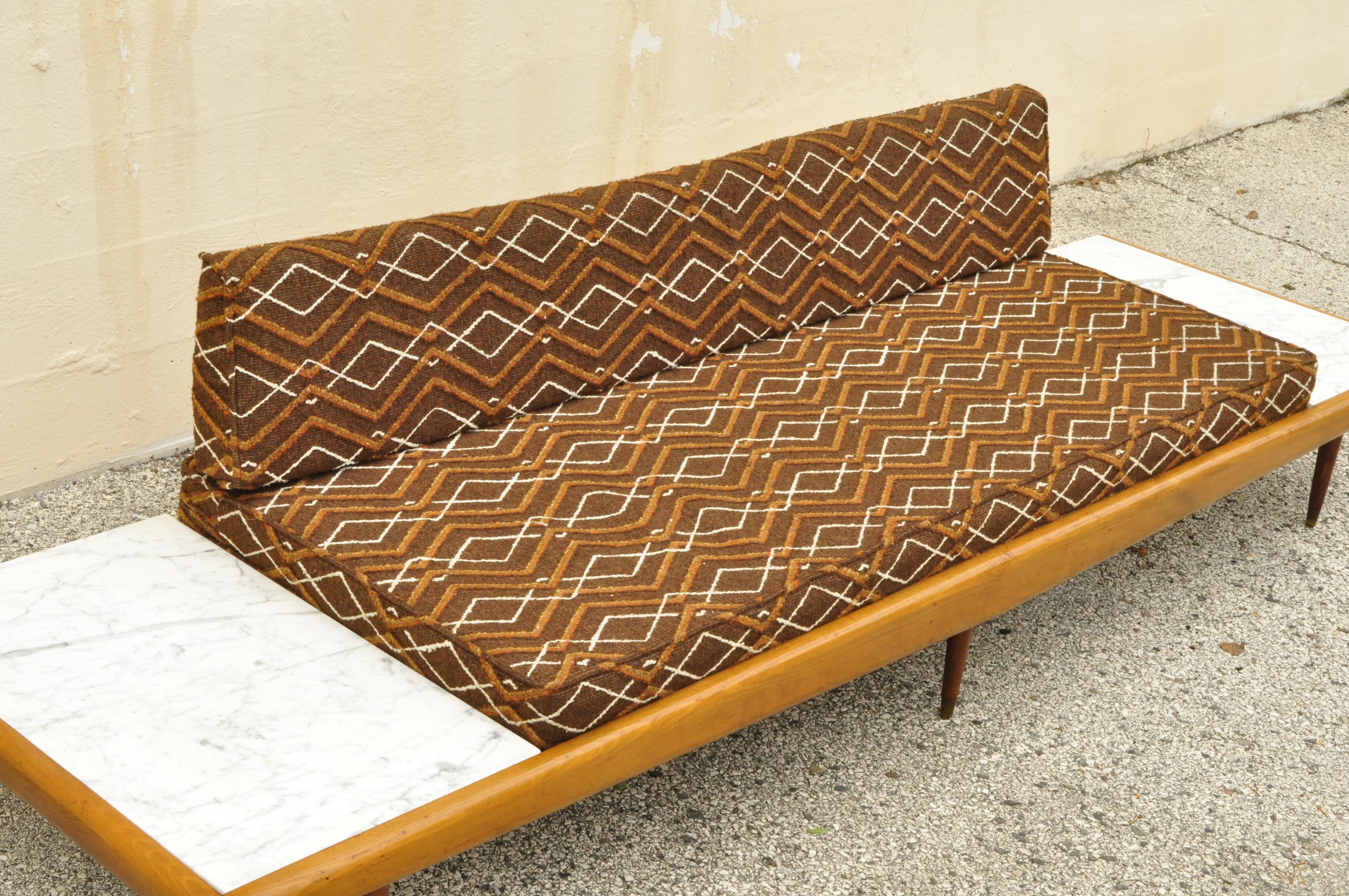 American Mid-Century Modern Long Gondola Daybed Sofa with Marble