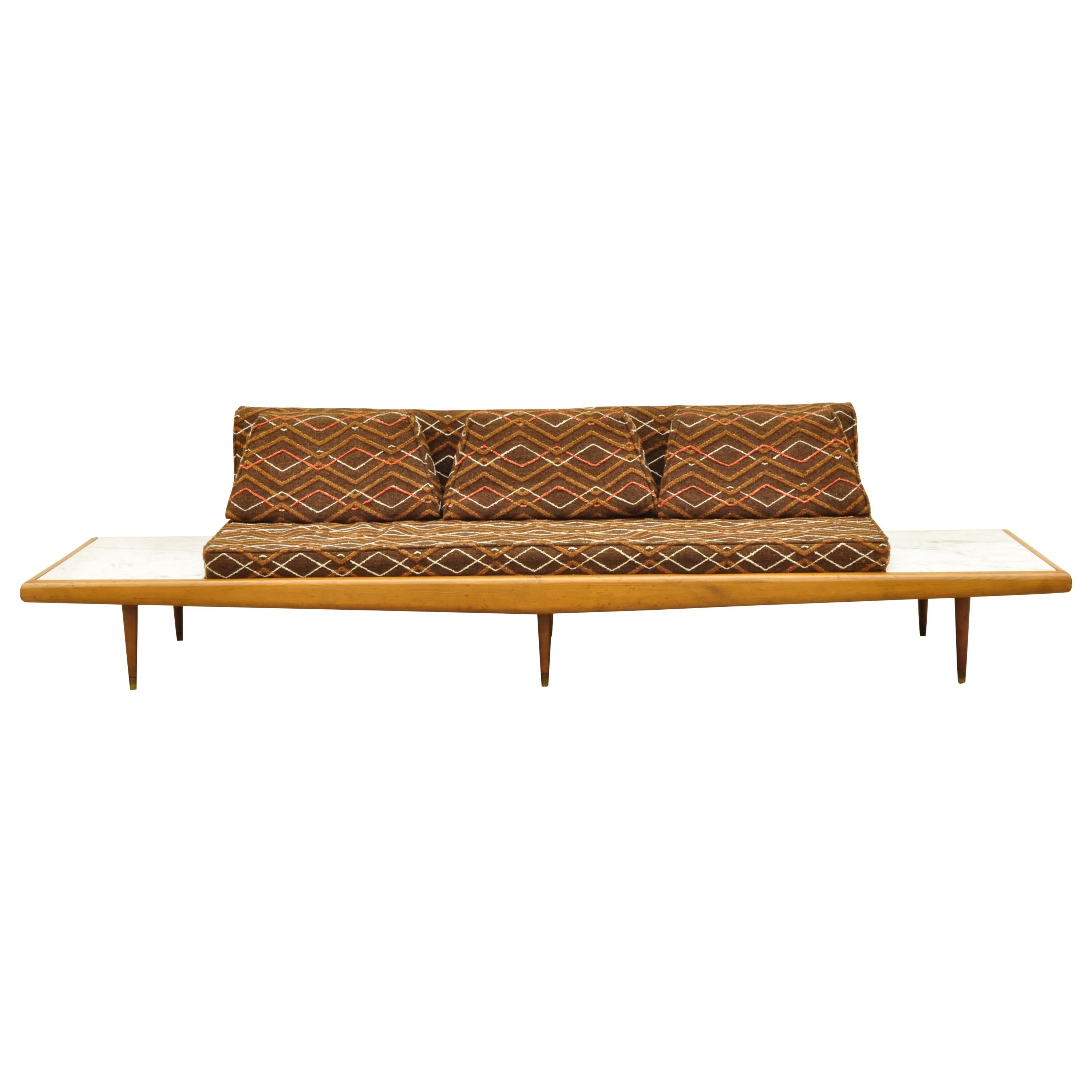 Mid-Century Modern Long Gondola Daybed Sofa with Marble