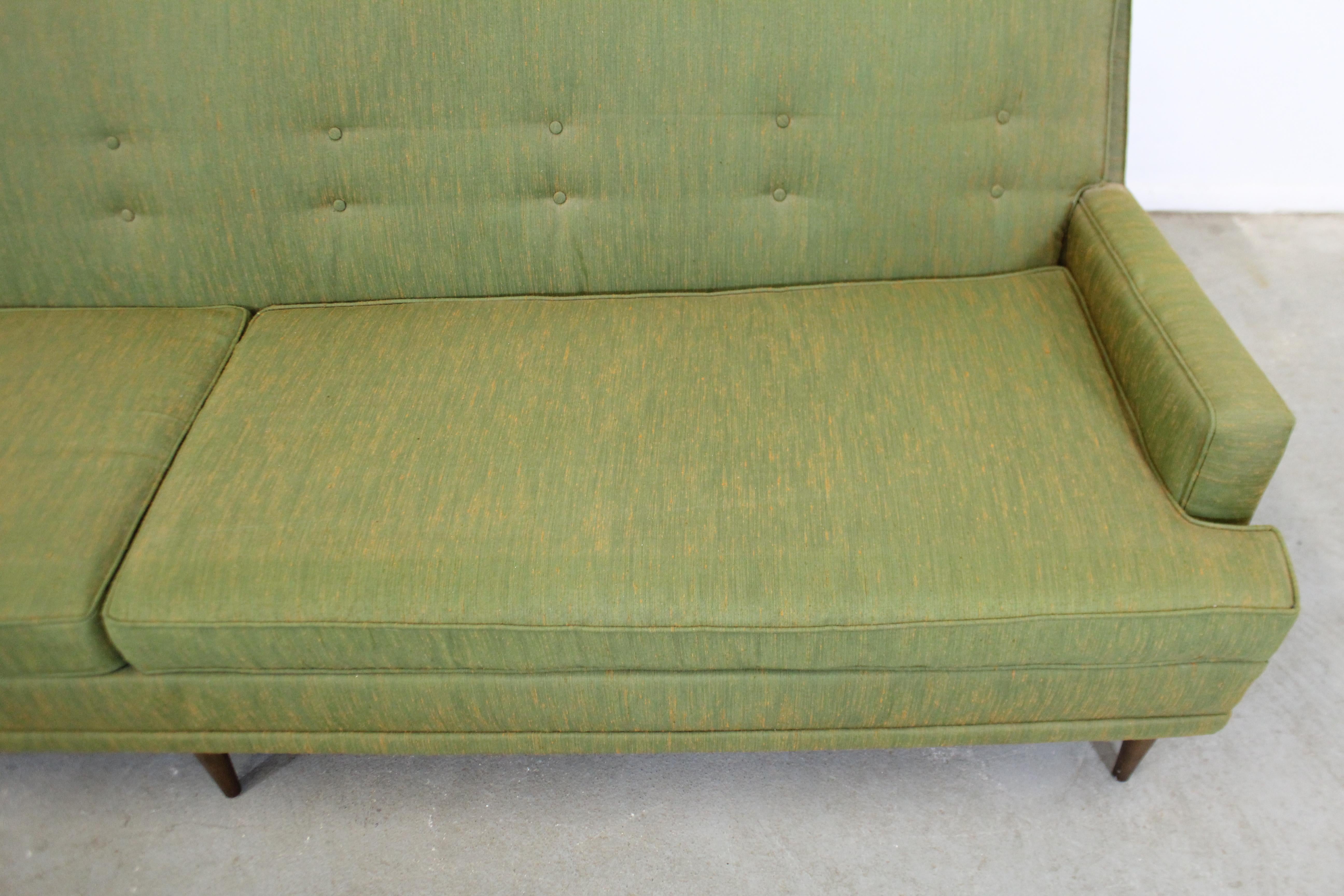Mid-Century Modern Long Green Kroehler Sofa In Fair Condition In Wilmington, DE