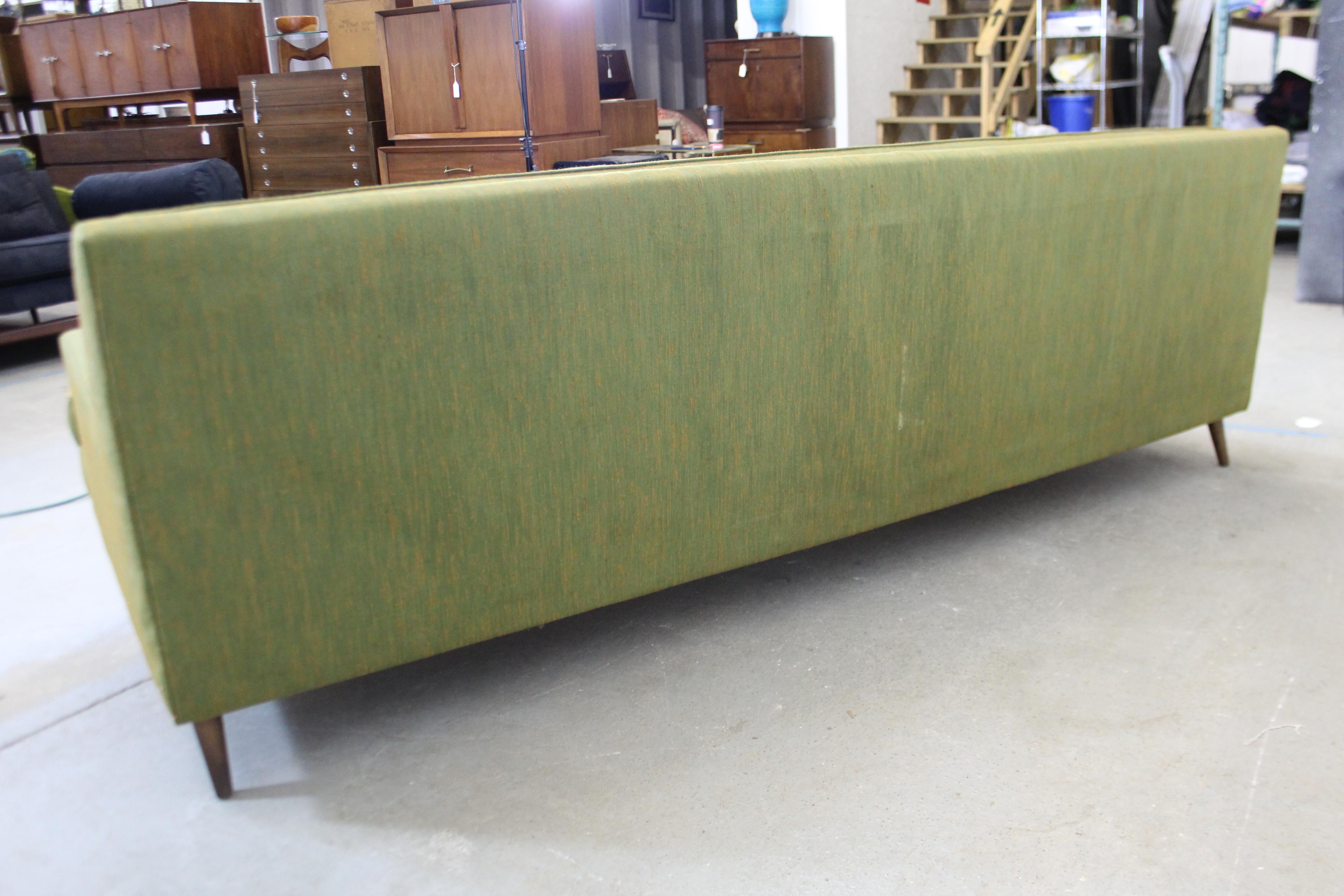 20th Century Mid-Century Modern Long Green Kroehler Sofa