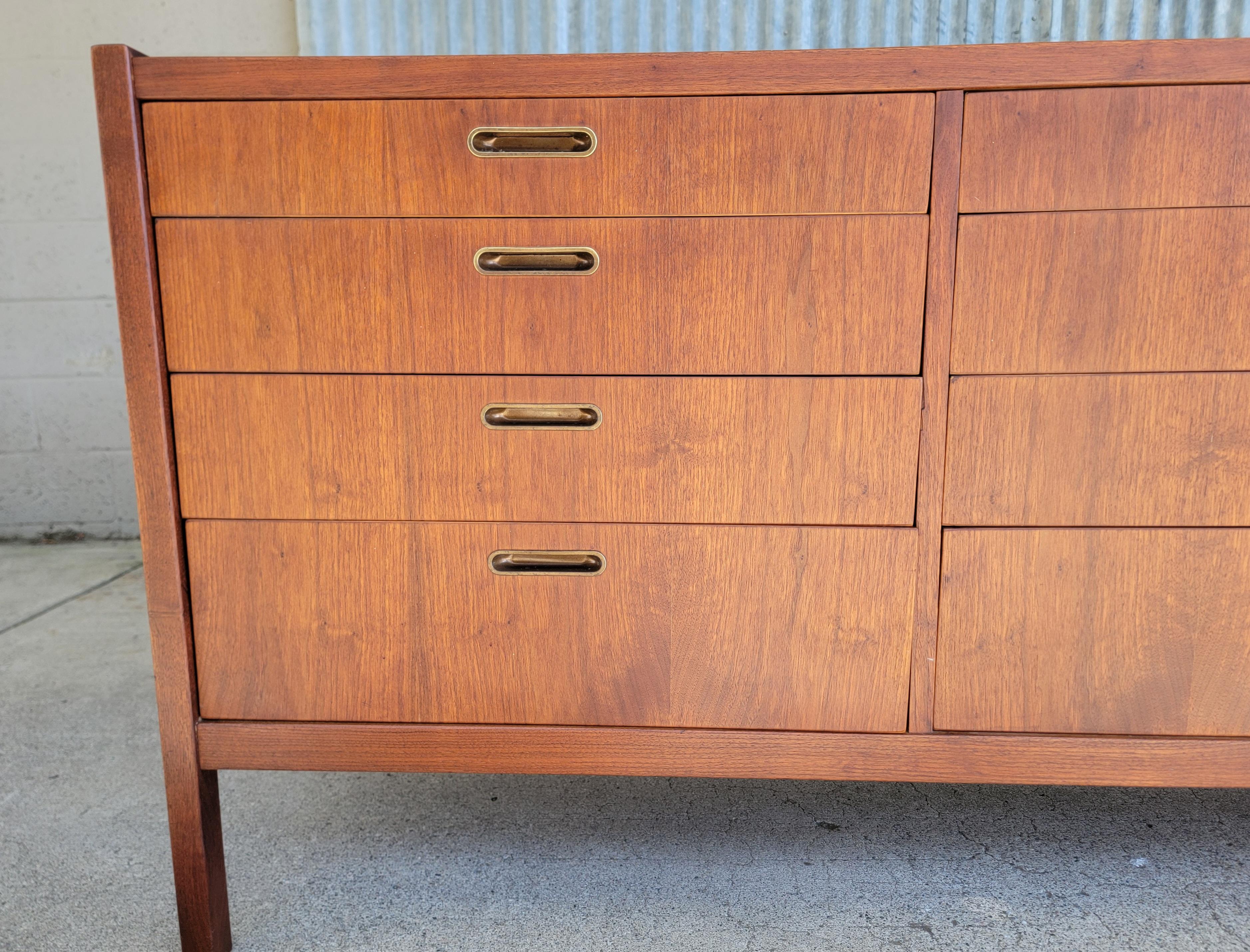 American Mid-Century Modern Long Low Dresser 12 Drawers For Sale