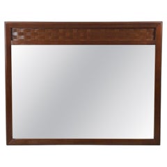 Espejo de Pared Rectangular Largo Moderno de Mitad de Siglo con Detalle de Cesta