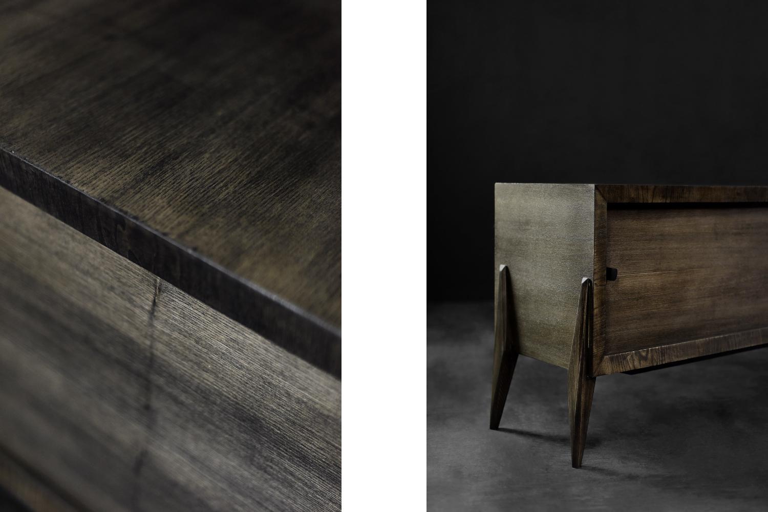 Mid-Century Modern Long Scandinavian Ash Sideboard with Matte Metal Handles For Sale 8
