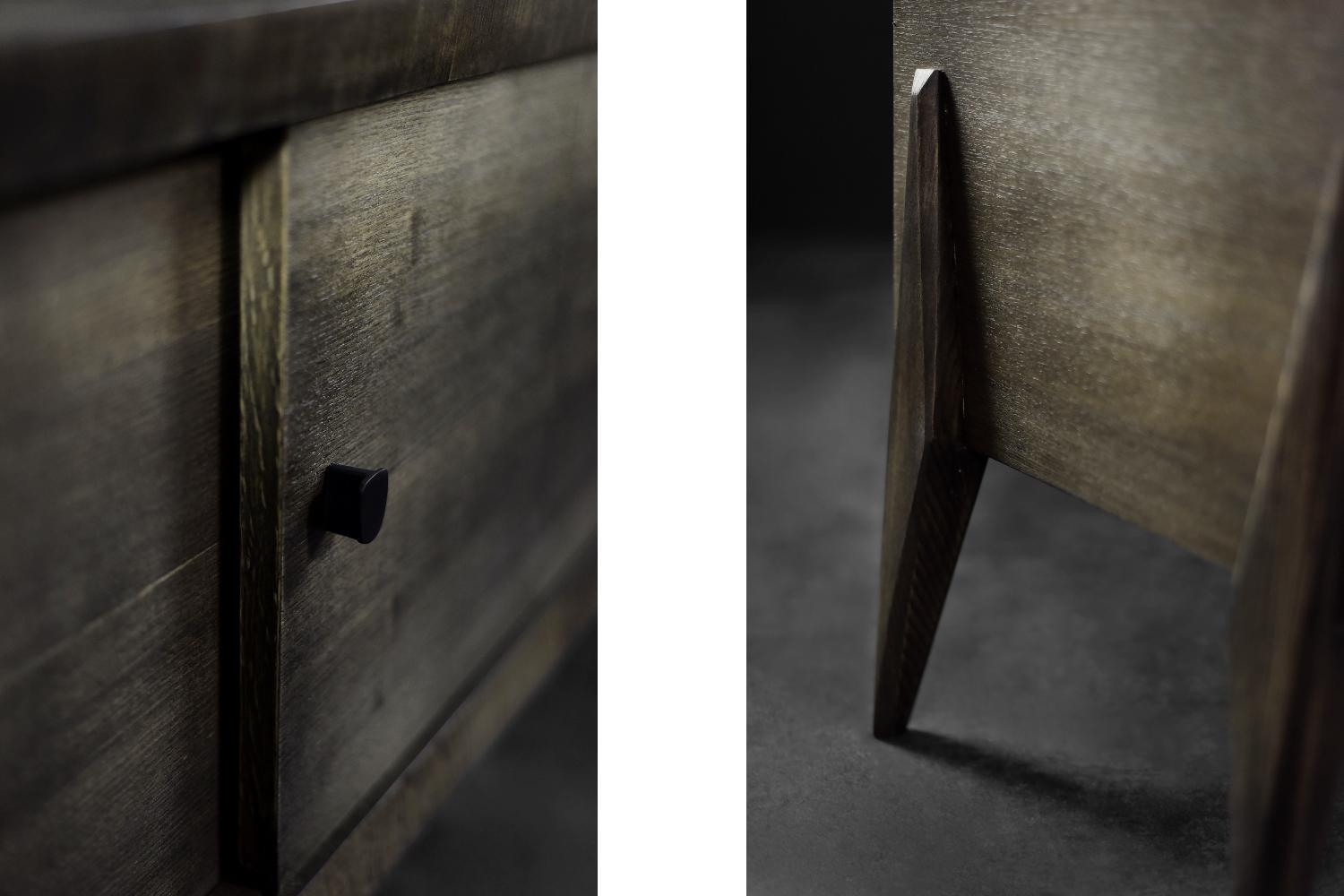 Scandinavian Modern Mid-Century Modern Long Scandinavian Ash Sideboard with Matte Metal Handles For Sale