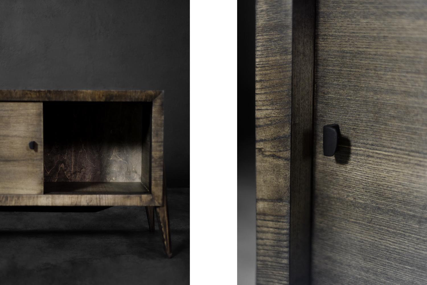 Mid-Century Modern Long Scandinavian Ash Sideboard with Matte Metal Handles For Sale 1