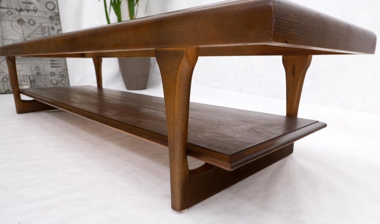 20th Century Mid-Century Modern Long Walnut Bench Coffee Table by Lane For Sale