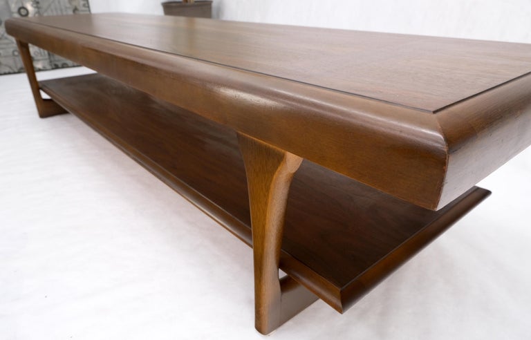 Mid-Century Modern Long Walnut Bench Coffee Table by Lane For Sale 1