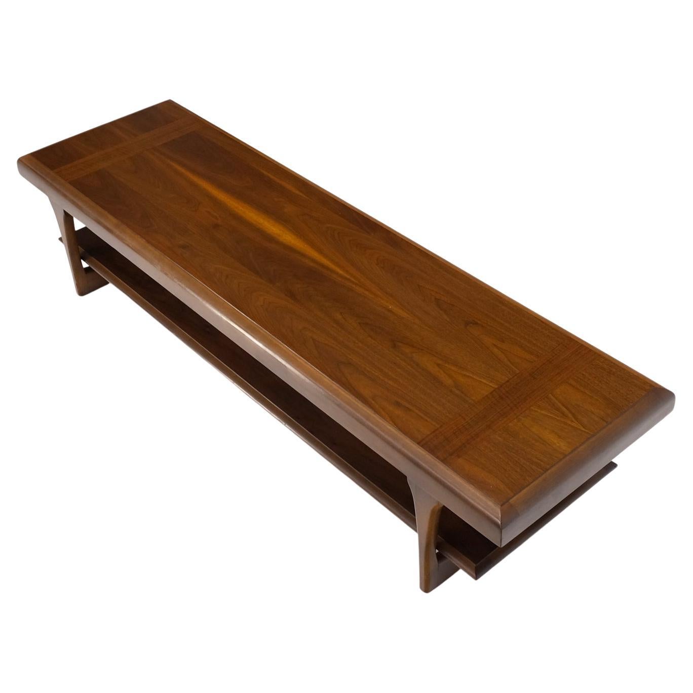 Mid-Century Modern Long Walnut Bench Coffee Table by Lane