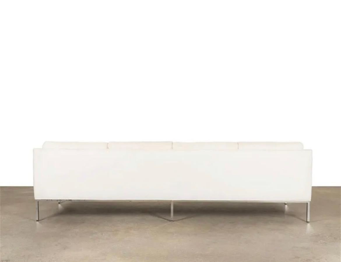 American Mid-Century Modern Long White 4 Seat Sofa Milo Baughman