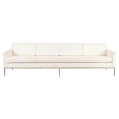Mid-Century Modern Long White 4 Seat Sofa Milo Baughman