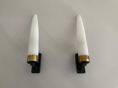 Mid Century Modern Long White Glass Tubes Pair of Sconces, 1960s, Italy