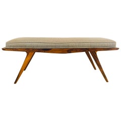 Mid-Century Modern Long Window Bench or Footstool Newly Upholstered