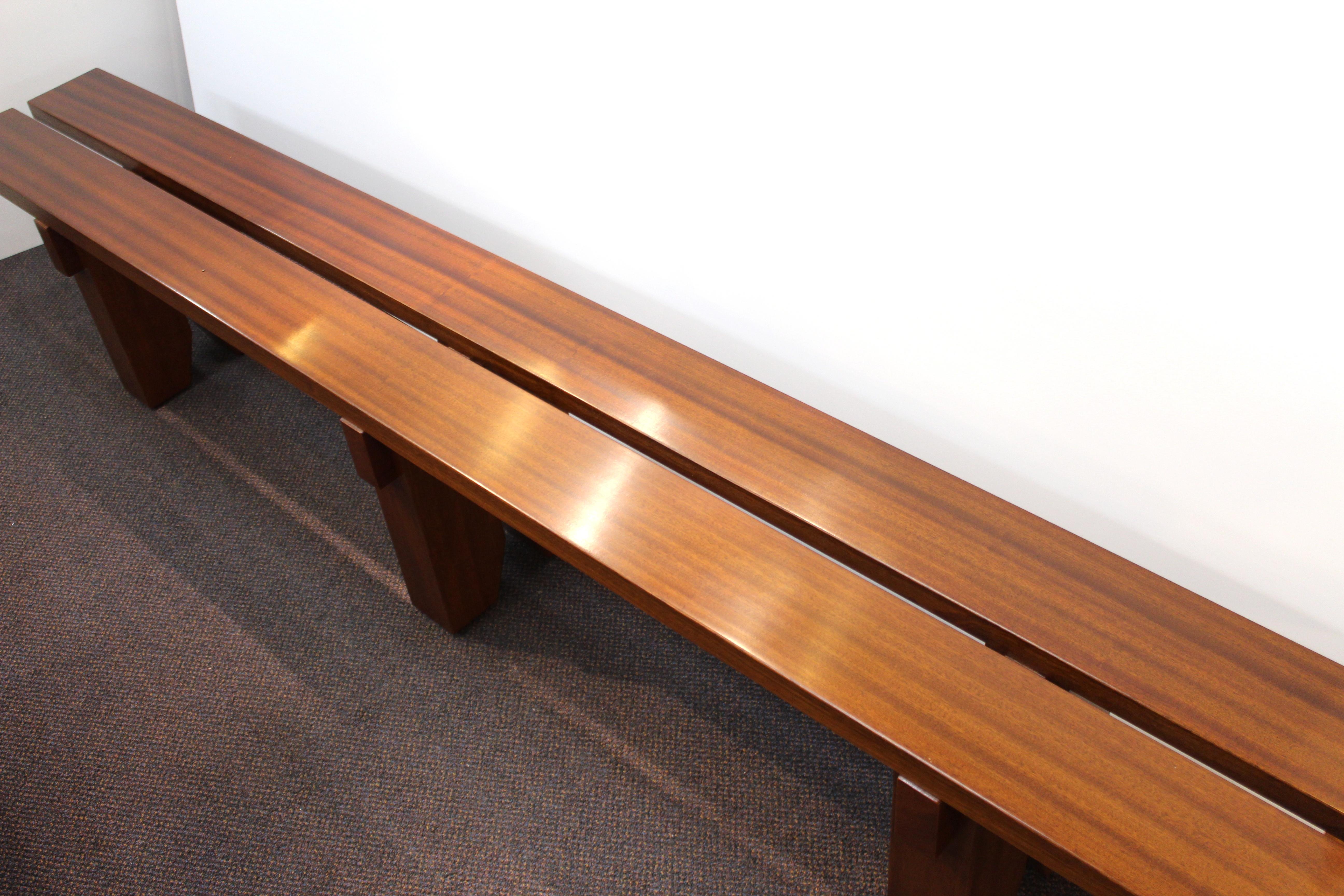 Mid-Century Modern Long Wood Bench In Good Condition In Astoria, NY
