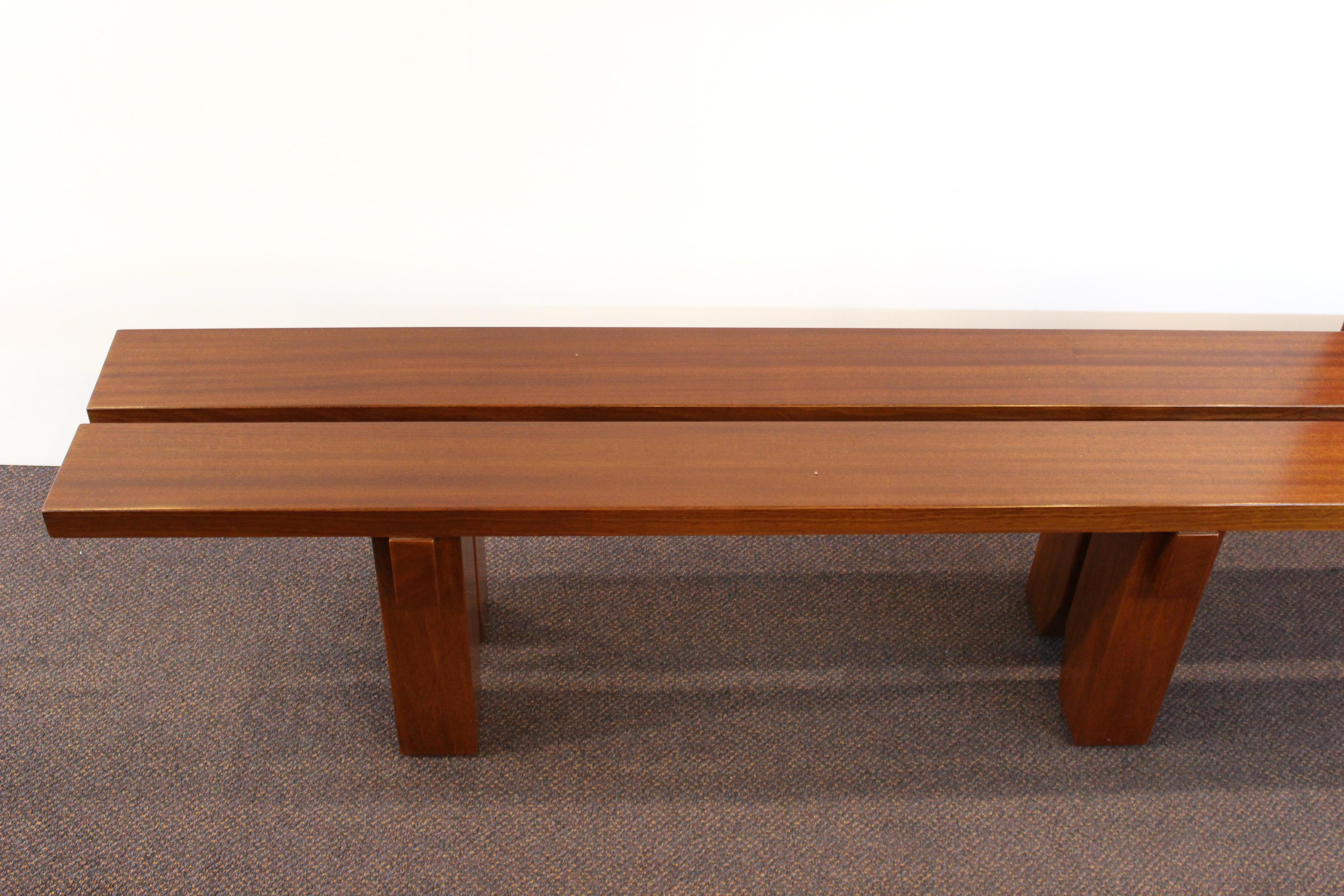 Mid-Century Modern Long Wood Bench 1