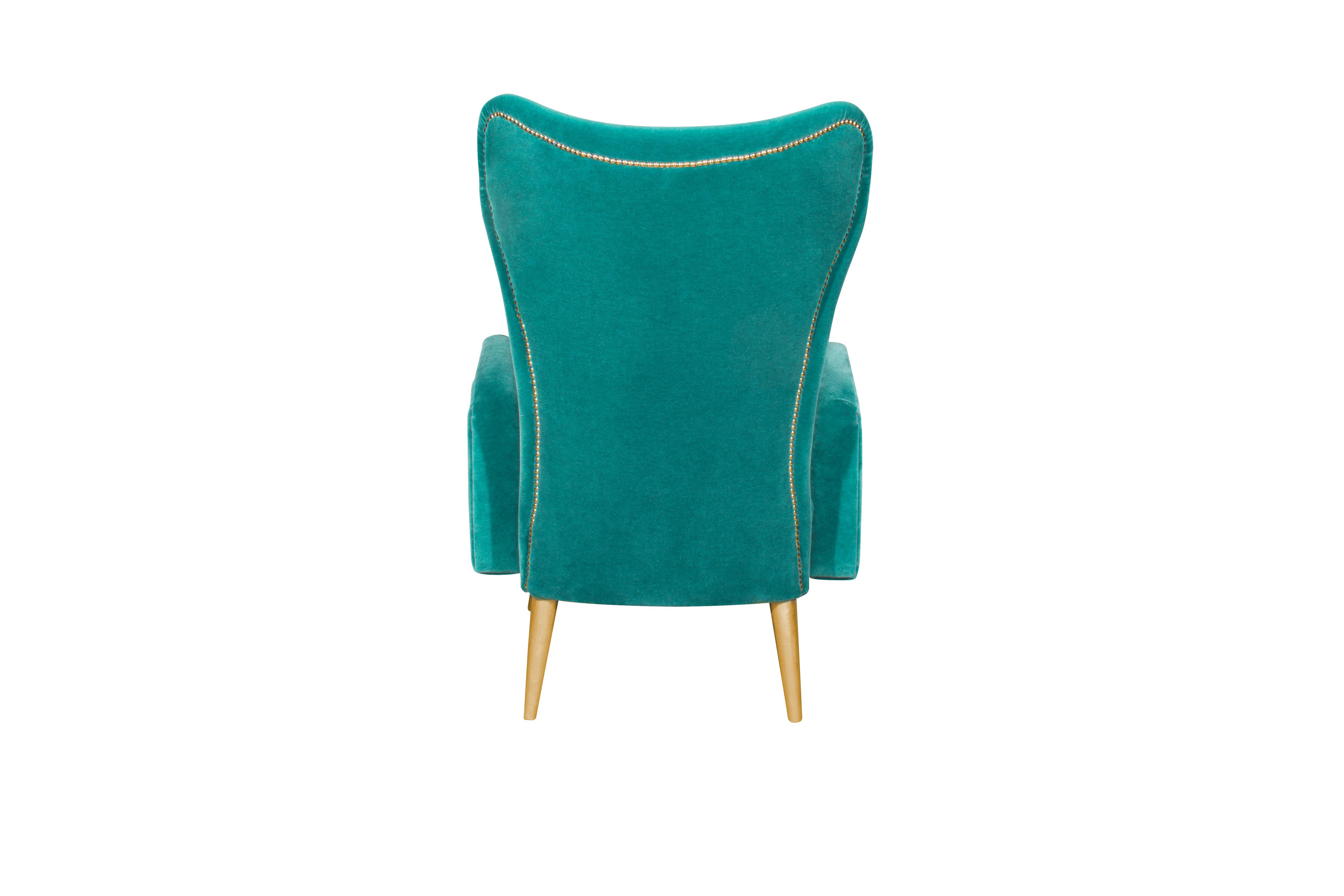 Mid-Century Modern Loren Armchair Velvet Made in Portugal by Ottiu For Sale 1