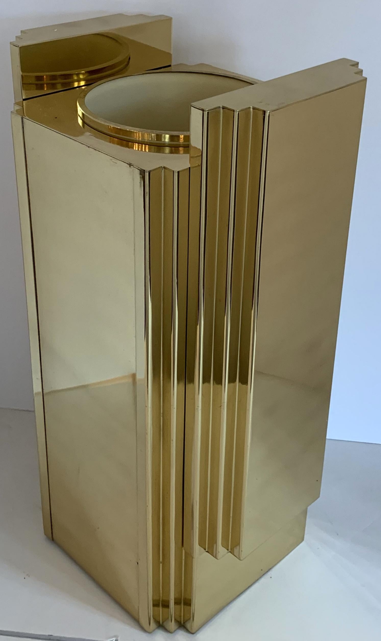 Art Deco Mid-Century Modern Lorin Marsh Brass Bronze Skyscraper Deco Vase Umbrella Stand