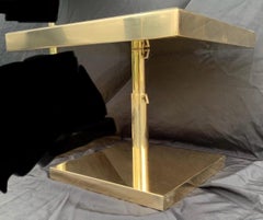 Mid-Century Modern Lorin Marsh Bronze Beveled Mirror Telescoping Square Table